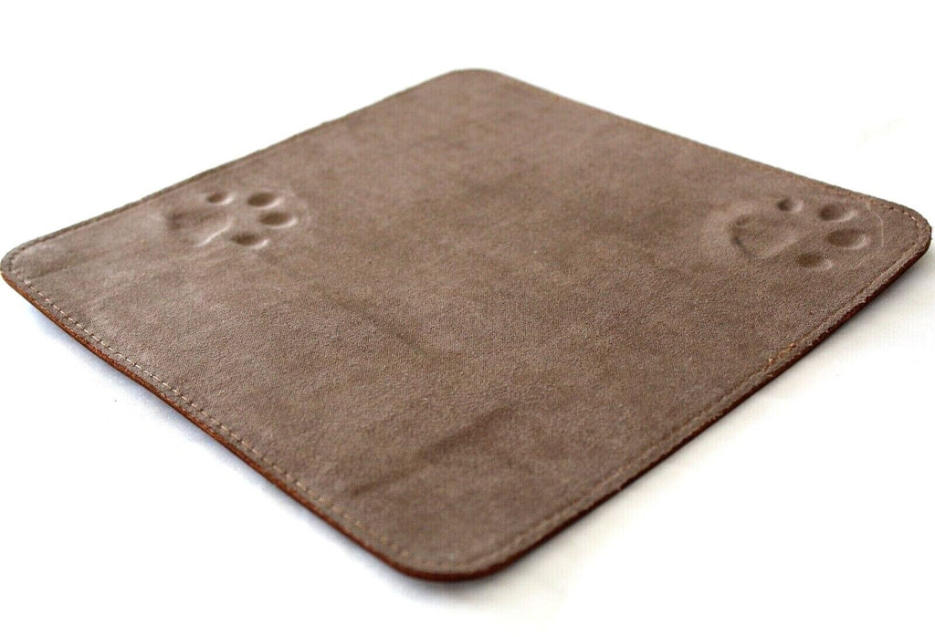 Genuine Handmade  Leather Mouse Pad Handcrafted soft Vintage Dog Paw Case cat Art