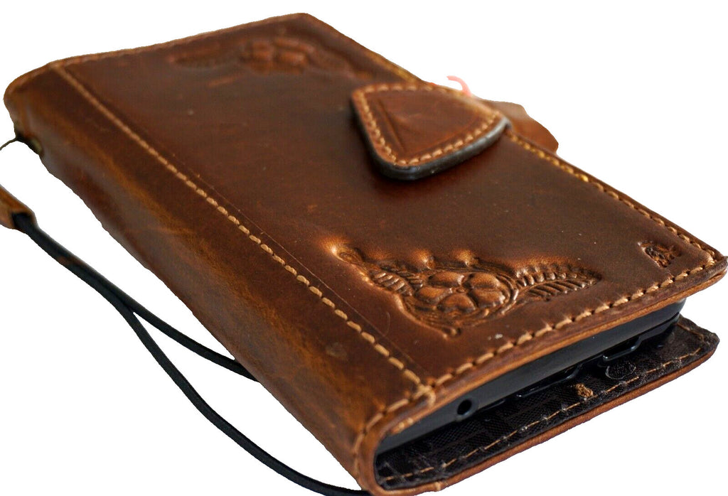 Handmade Leather Wallet Phone Case: Jesus Cross Design