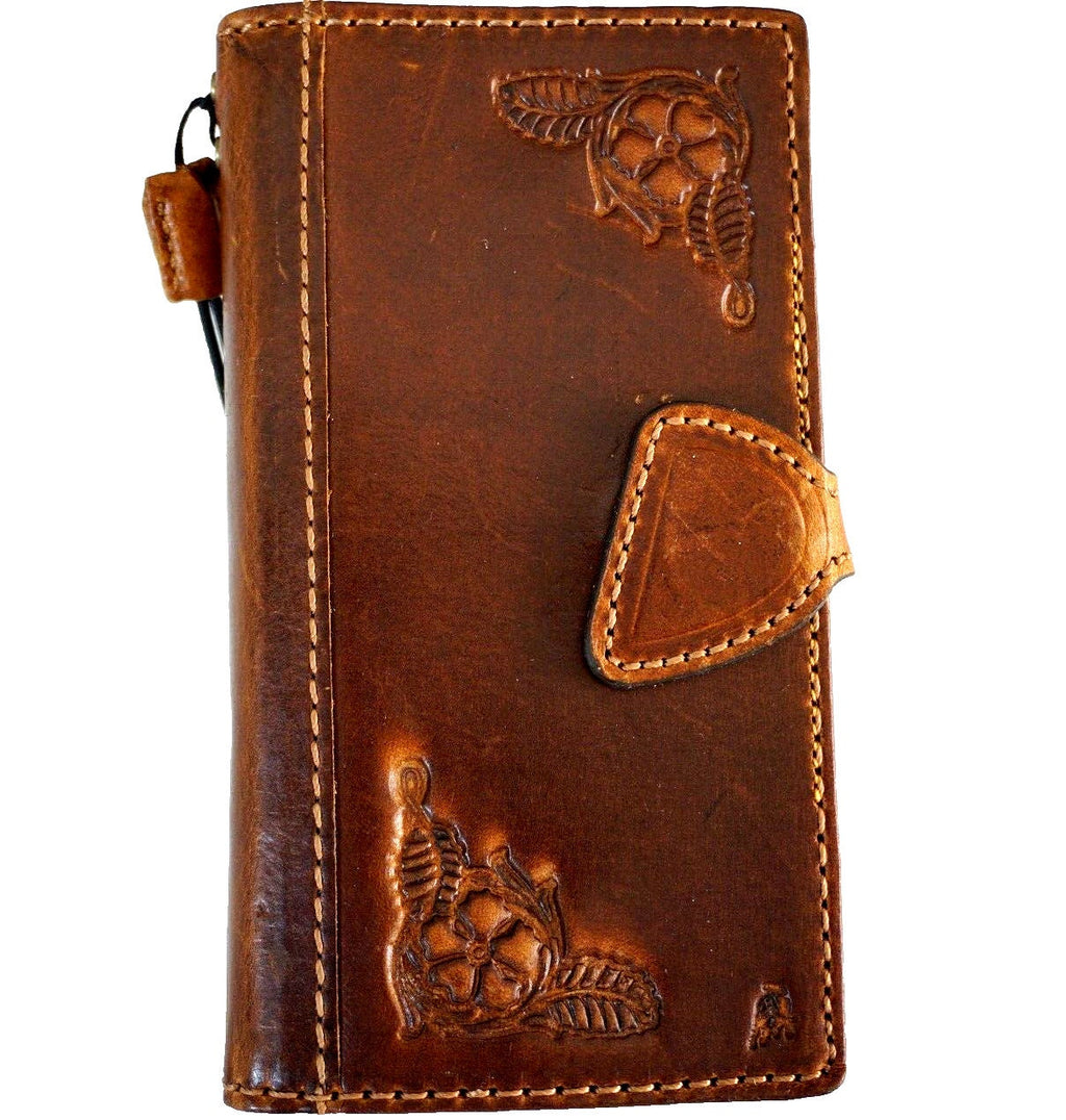Handmade Leather Wallet Phone Case: Jesus Cross Design