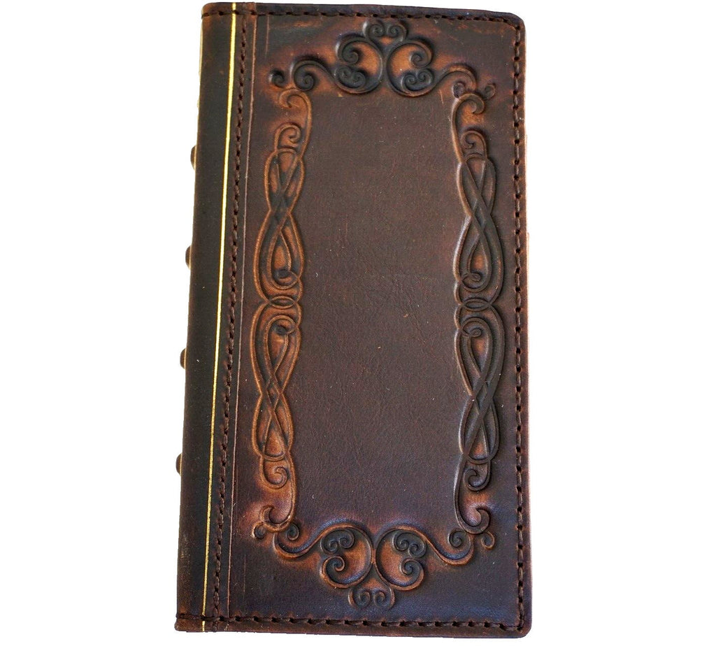 Handmade Leather Book Wallet Case for Galaxy S20 S21 S22 S23 S24 Ultra