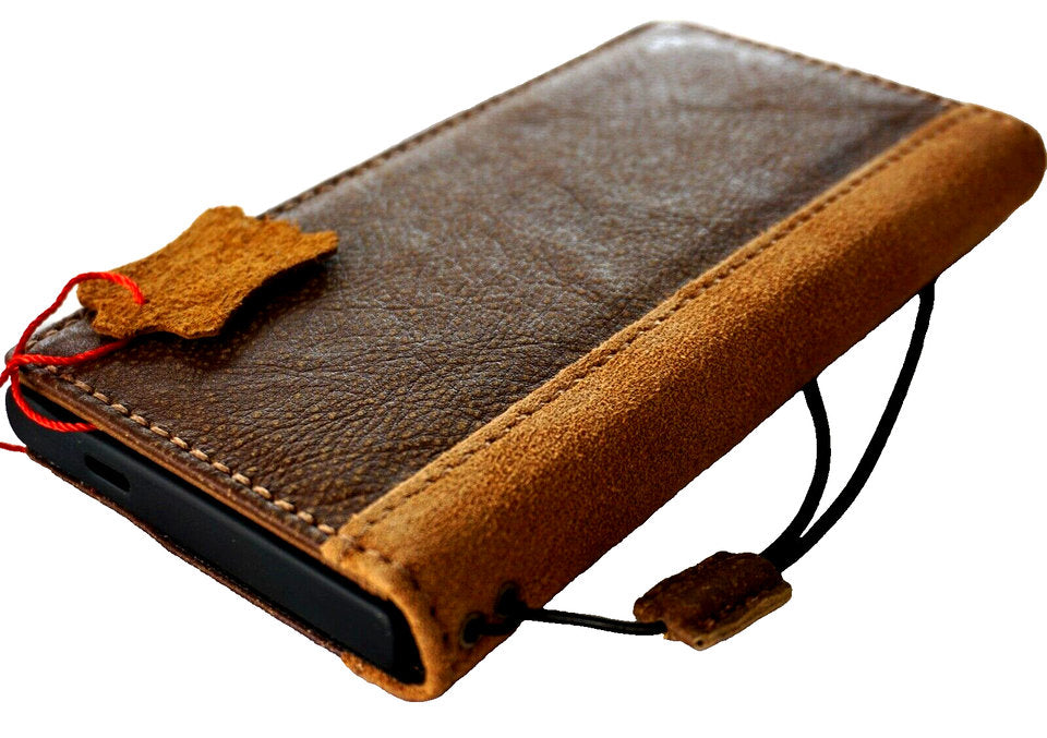 Handmade Leather Wallet Case for Galaxy: Book Design with Card Slots
