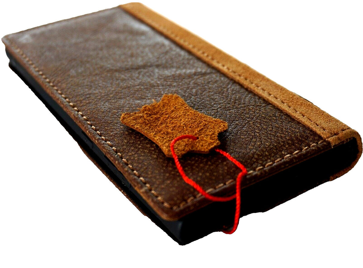 Handmade Leather Wallet Case for Galaxy: Book Design with Card Slots