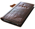 Handmade Leather Pixel Phone Wallet Case: Vintage Embossed Card Slots
