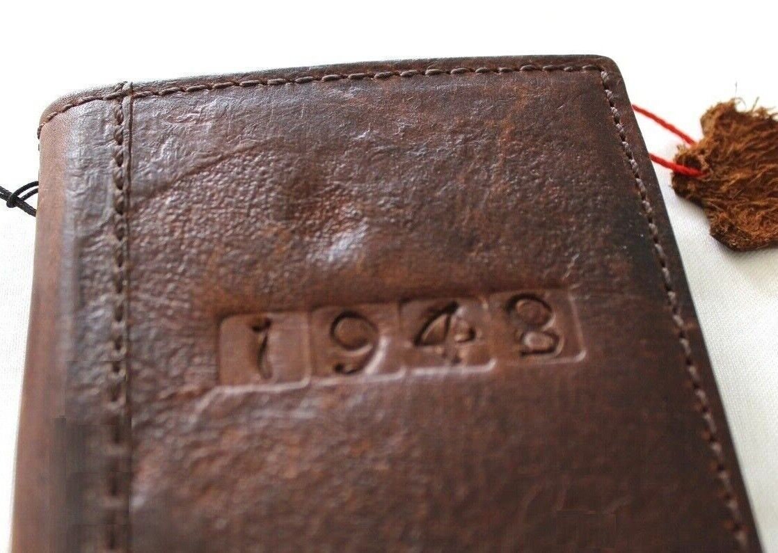 Handmade Leather Pixel Phone Wallet Case: Vintage Embossed Card Slots