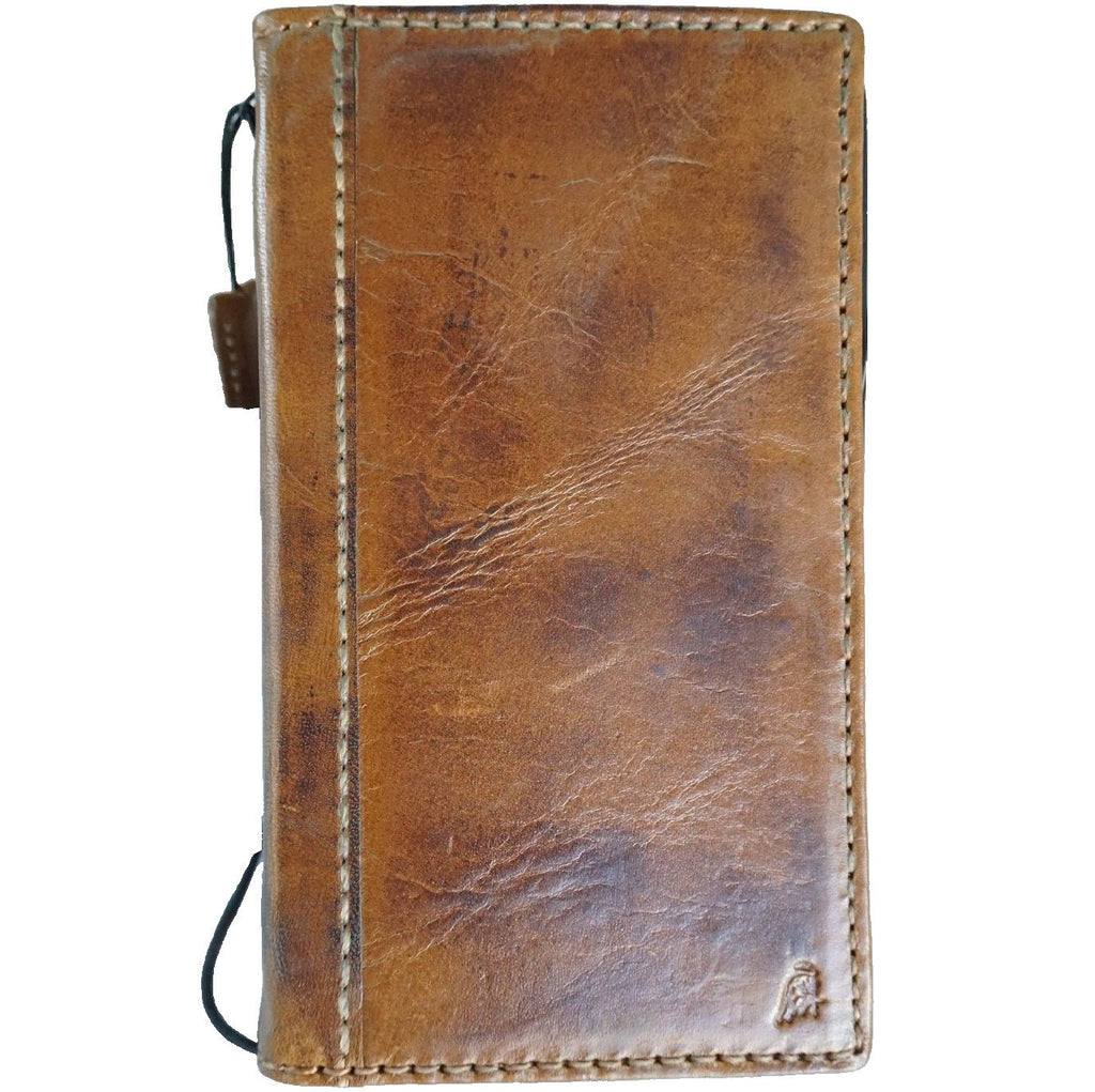 Genuine Leather Galaxy Wallet Case: Vintage Book Style, Card Slots