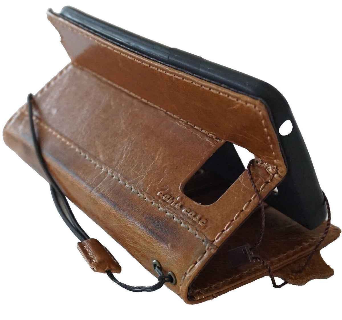 Genuine Leather Galaxy Wallet Case: Vintage Book Style, Card Slots