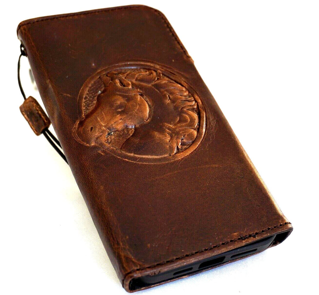 Vintage Leather Google Pixel Wallet Case: Stamped Horse Design