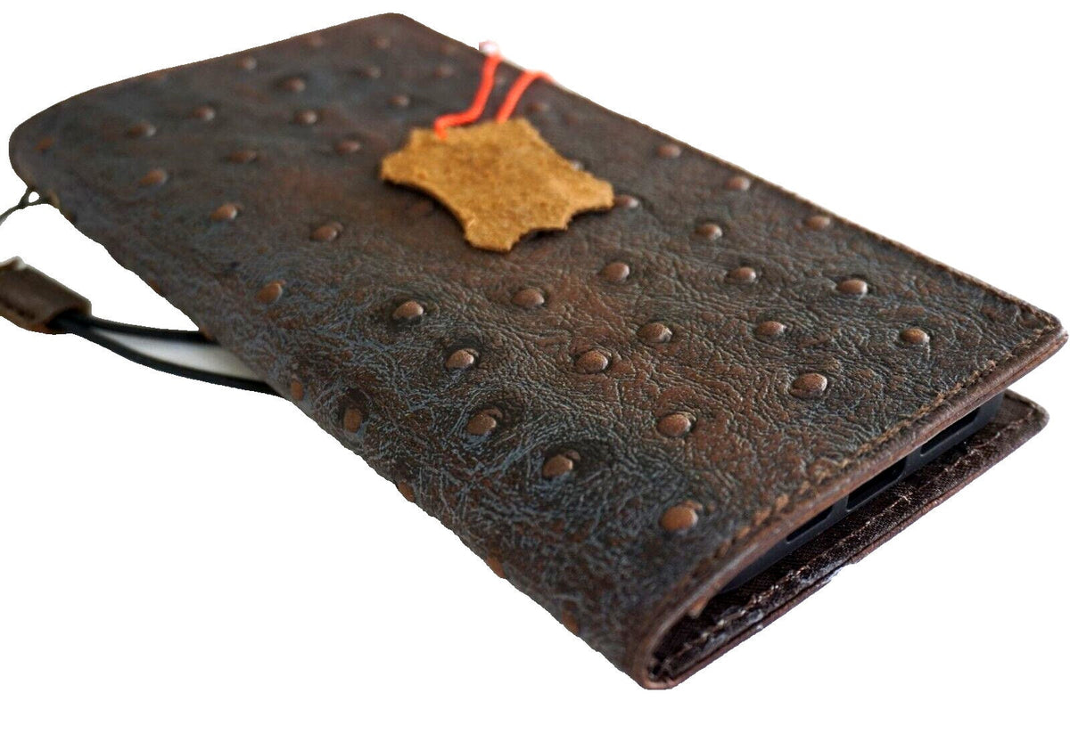 Genuine Leather Galaxy Wallet Case: Vintage Polished Blue Cover