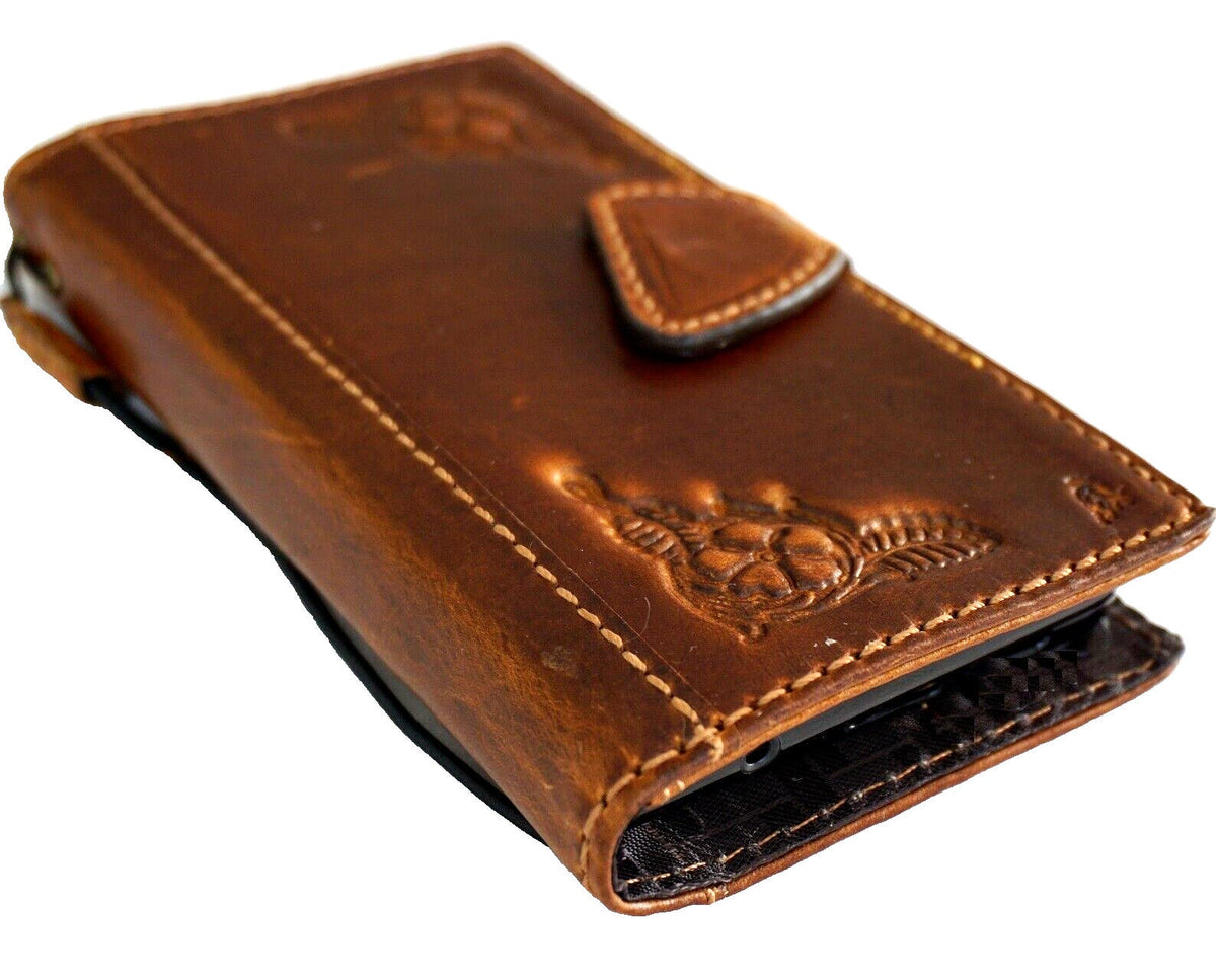 Handmade Leather Wallet Phone Case: Jesus Cross Design