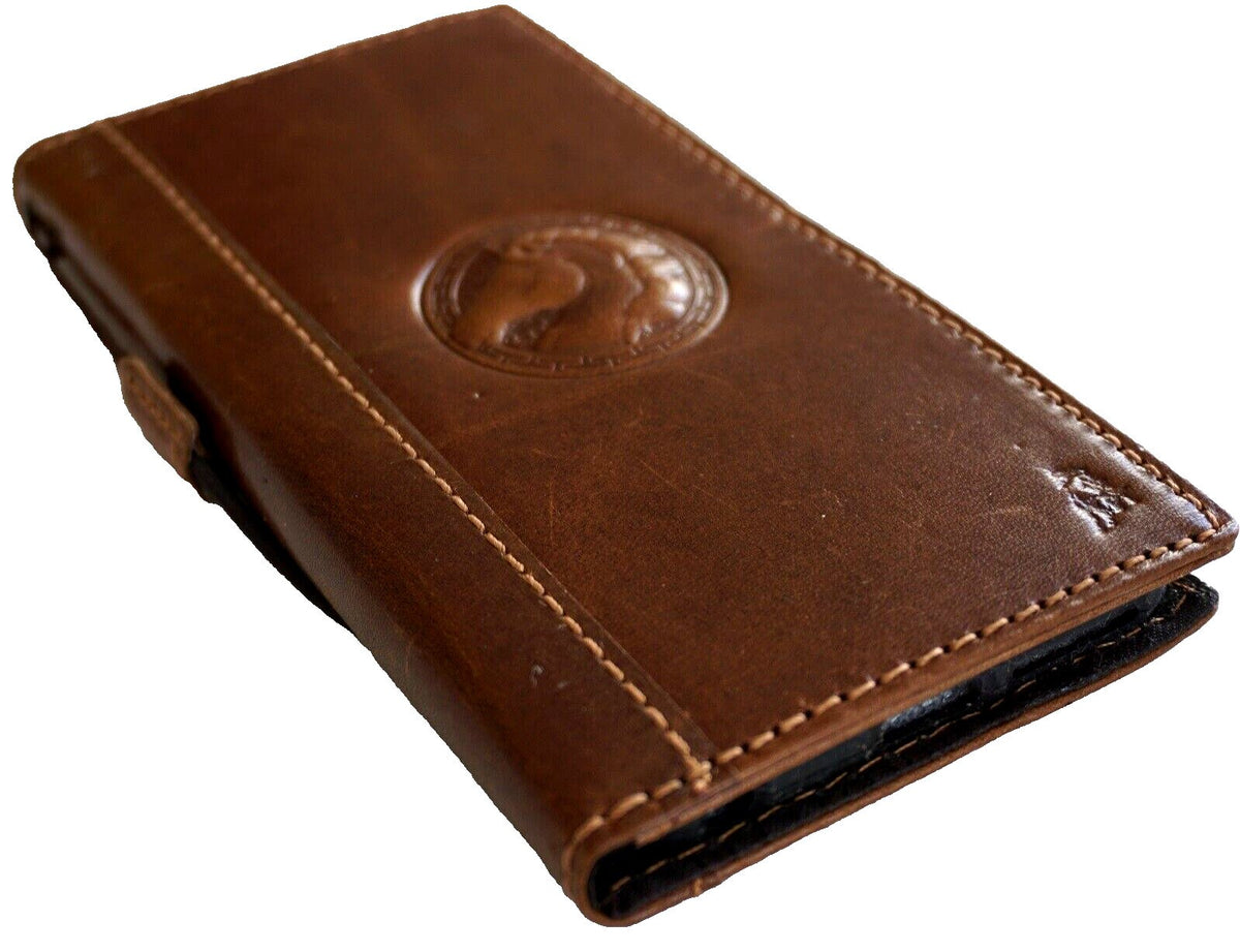 Handmade Leather Galaxy Z Fold Wallet Case: Horse Art Book Cover