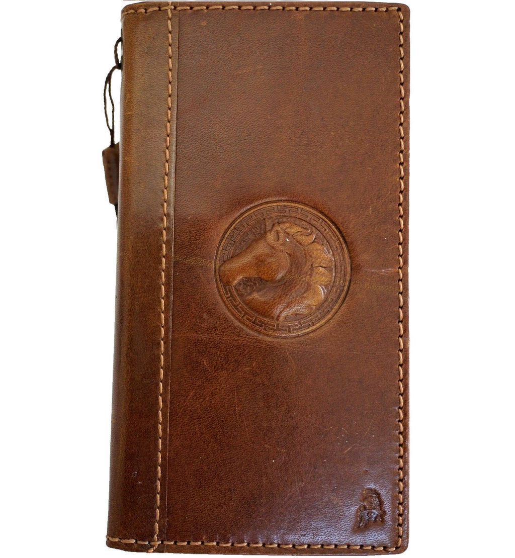 Handmade Leather Galaxy Phone Wallet: Horse Art Design