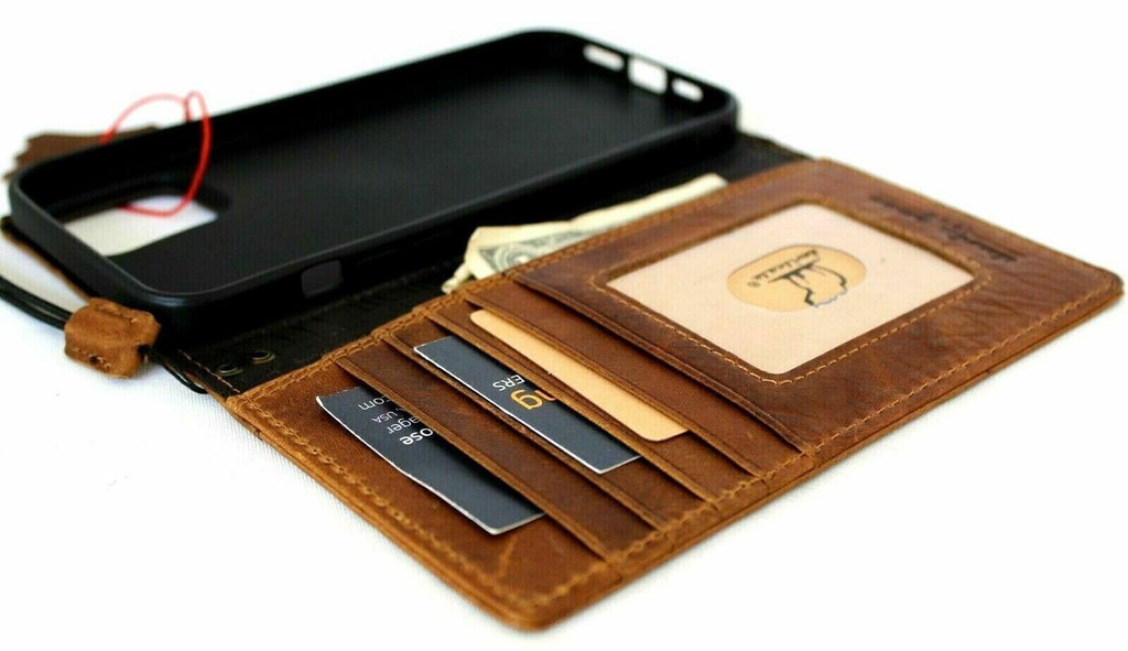 Handmade Leather Galaxy Phone Wallet: Horse Art Design