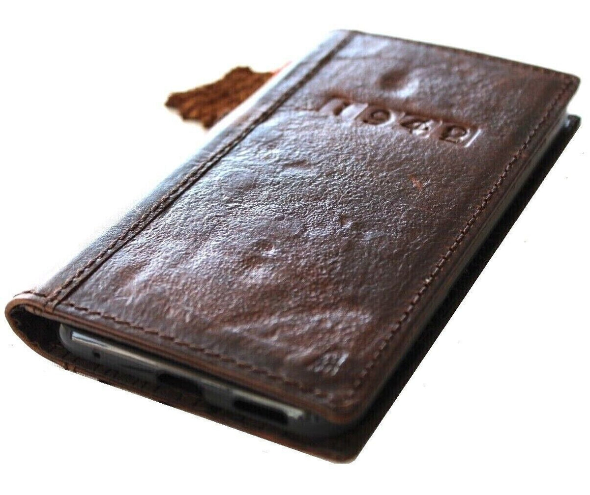 Genuine Leather Wallet Book Case for Galaxy: Vintage Style Credit Card Cover