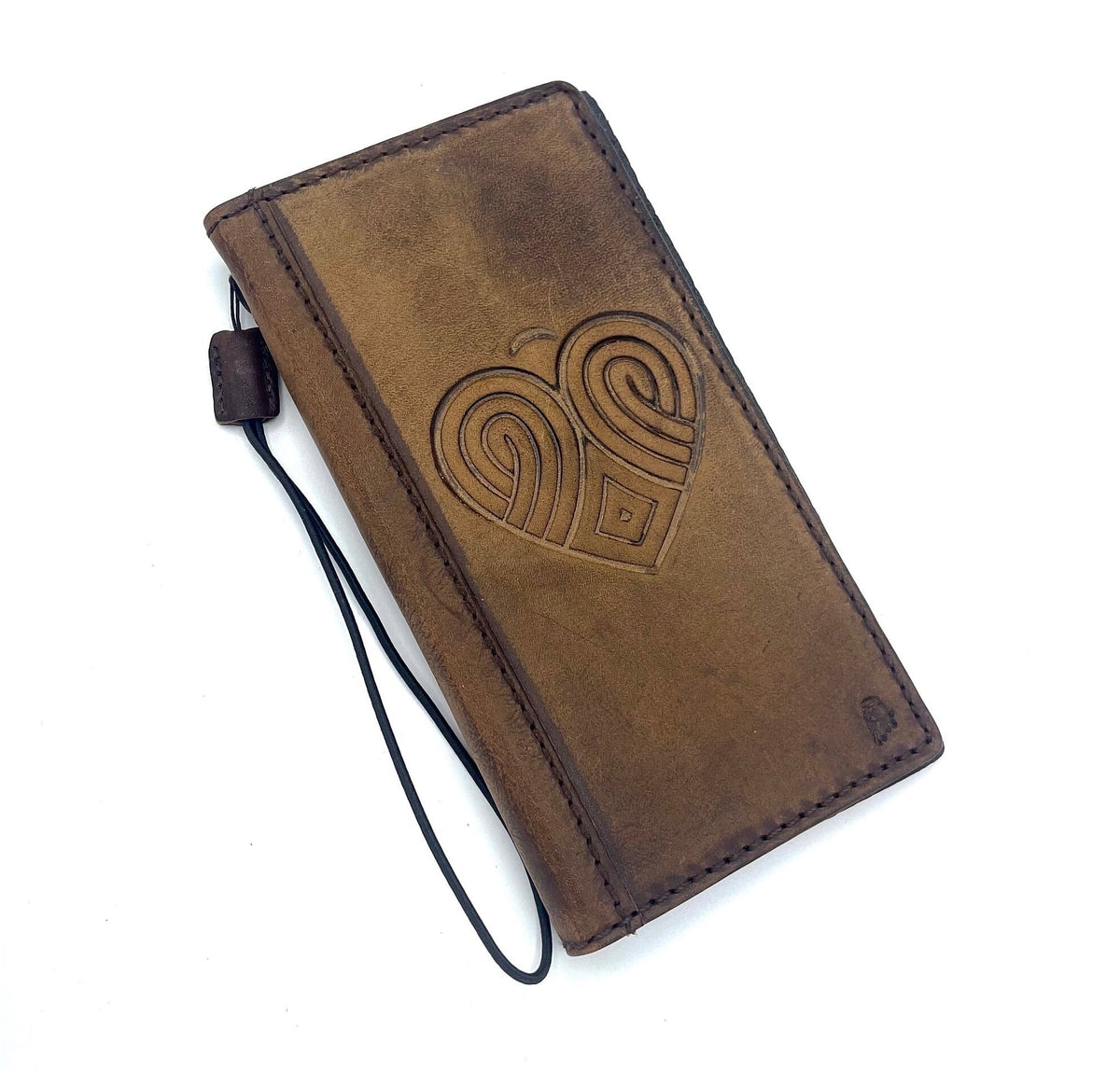 Vintage Leather Wallet Case for Google Pixel with Heart Design