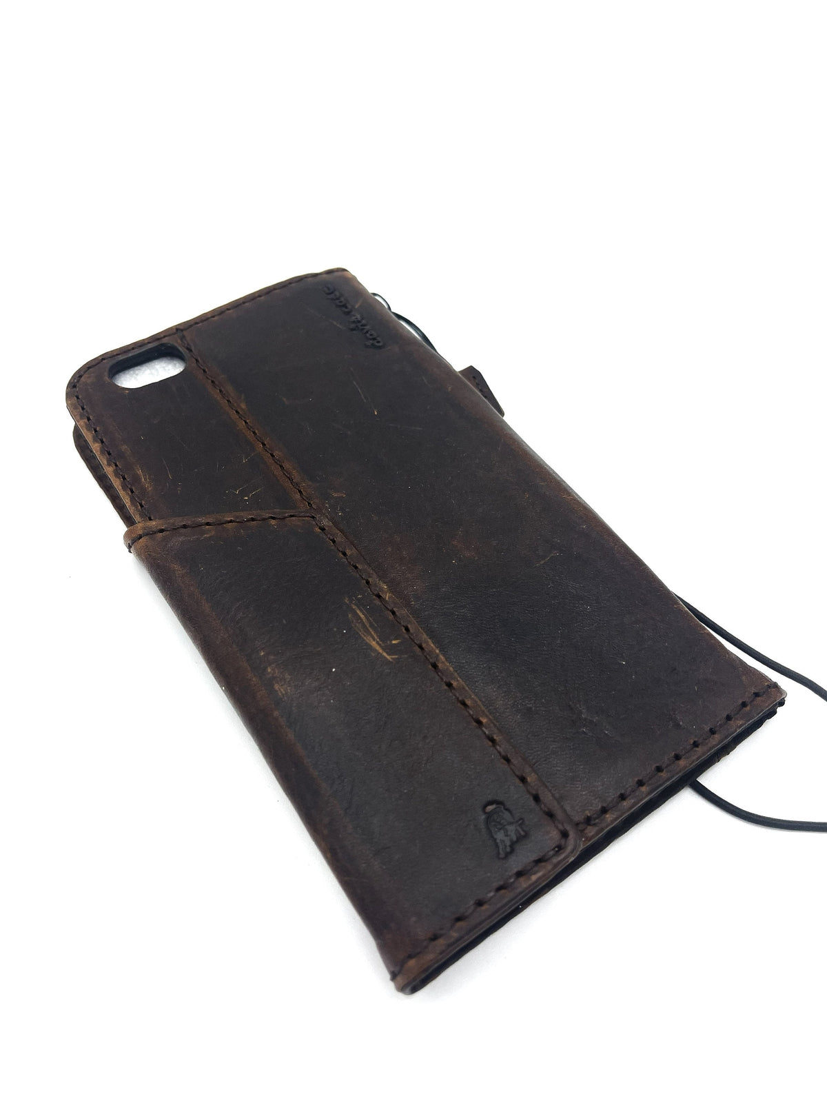 Vintage Style Leather iPhone Wallet Case with Hamsa Design