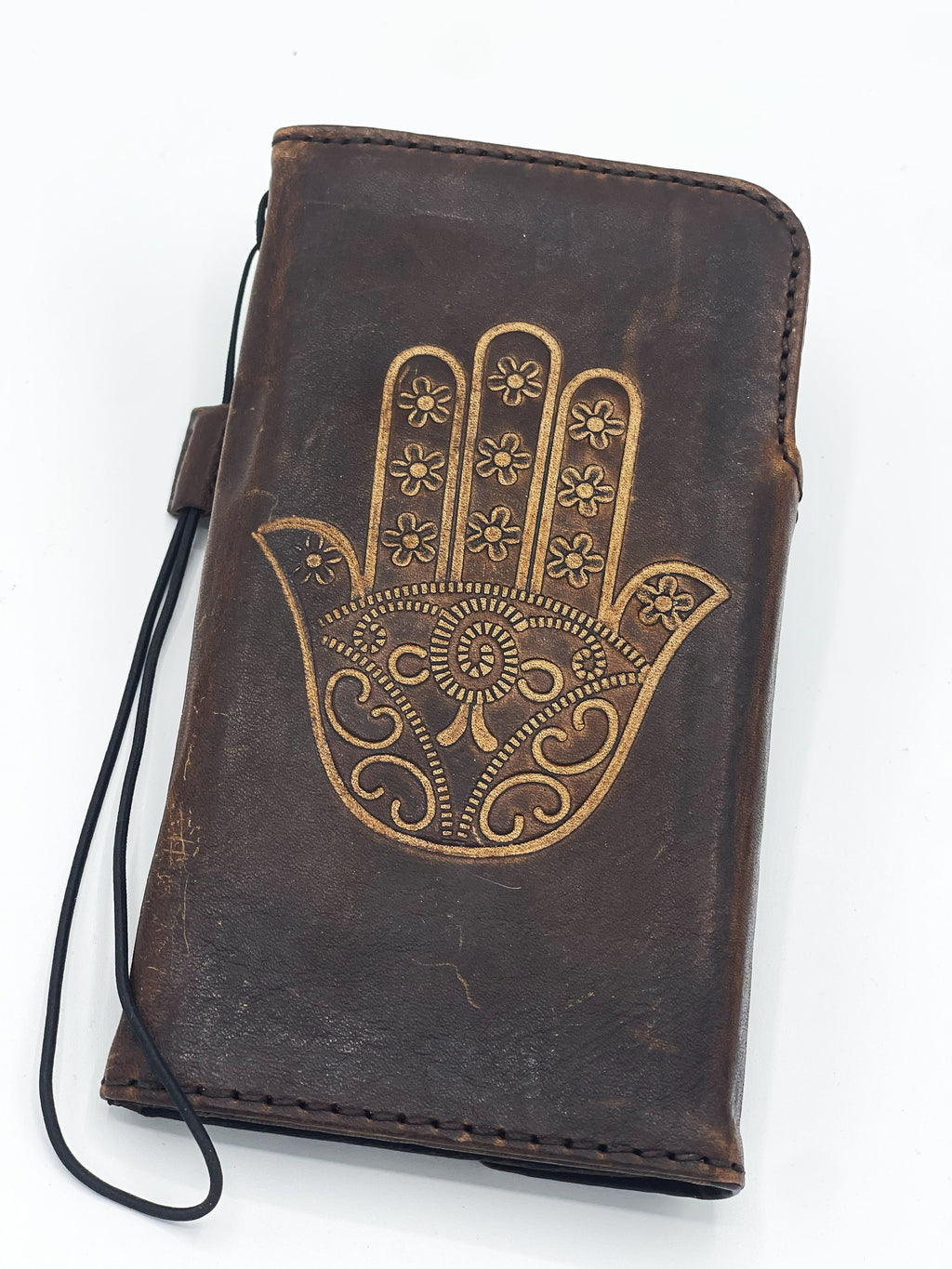 Handmade Leather Wallet Case: Google Pixel 6/6a/7/8 PRO, Vintage Art