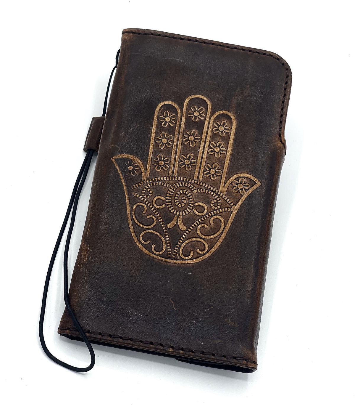 Handmade Leather Wallet Case: Google Pixel 6/6a/7/8 PRO, Vintage Art