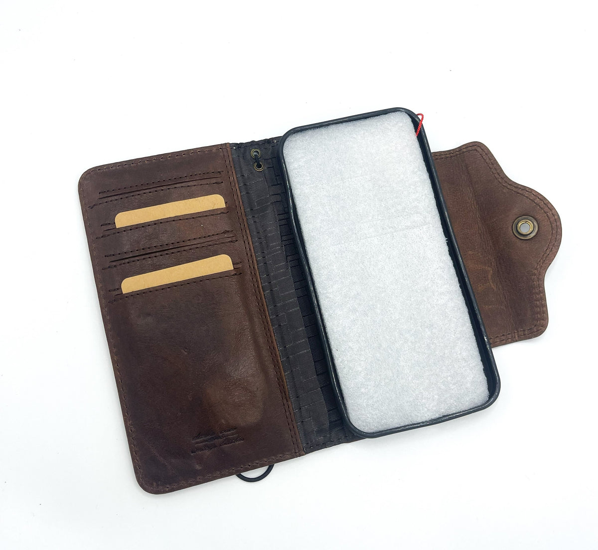 Handmade Leather Wallet Phone Case: Cat Dog Paw Print, Card Slots