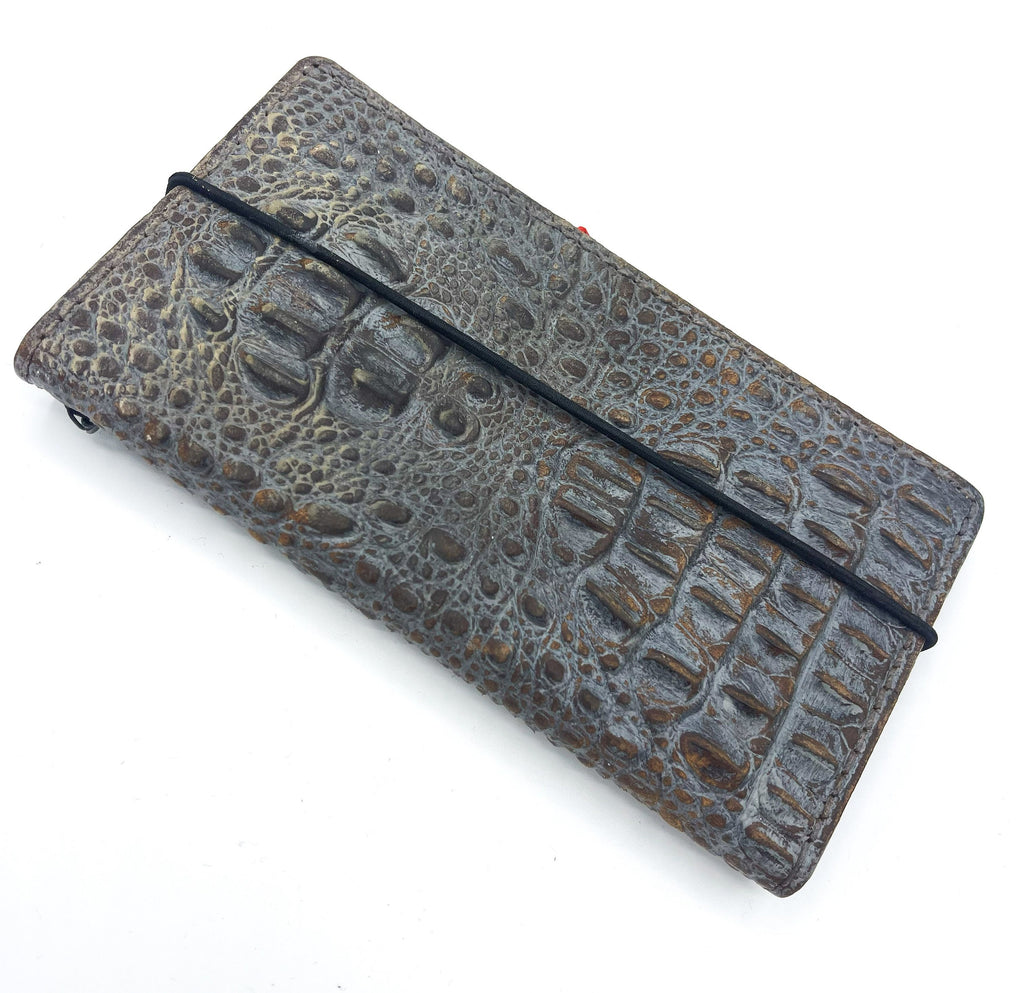 Genuine Leather Wallet Case for Galaxy: Crocodile Art Cover