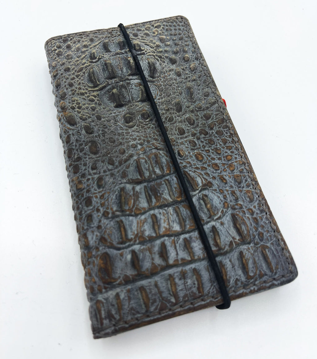 Genuine Leather Wallet Case for Galaxy: Crocodile Art Cover