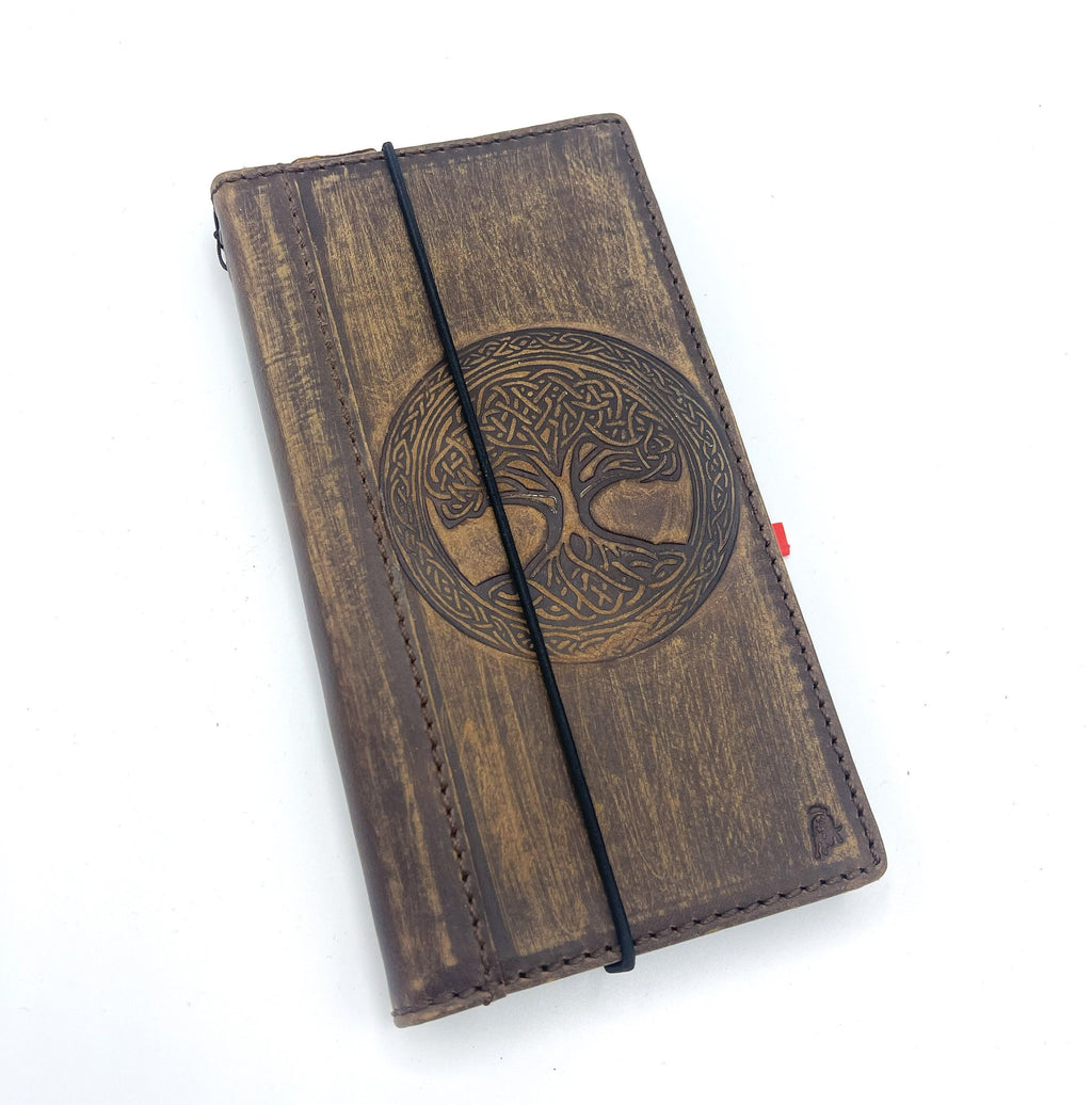 Leather iPhone Wallet Case: Tree Of Life Embossed Book Cover