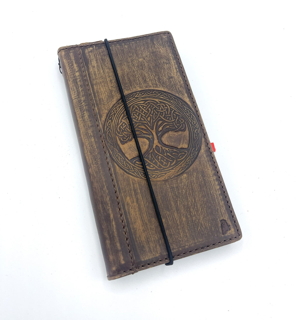 Handmade Leather Wallet Case for Oppo: Tree of Life Design