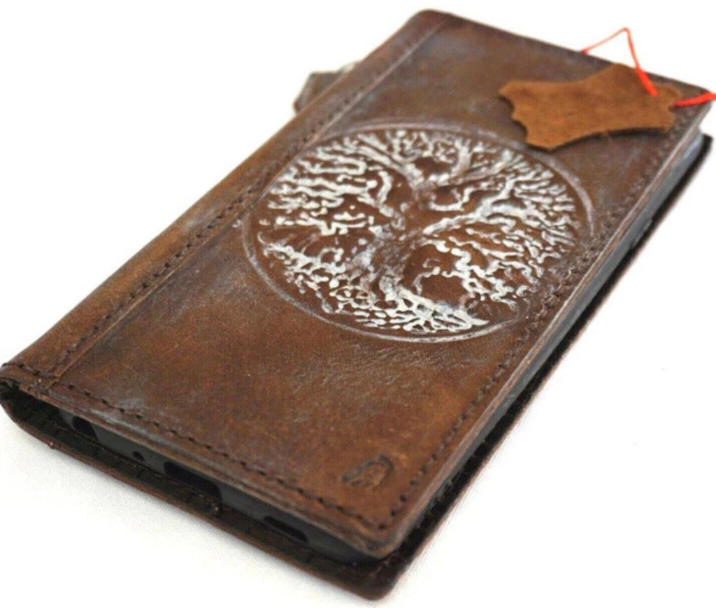 Leather iPhone Wallet Case: Vintage Book Style, Tree Of Life Art