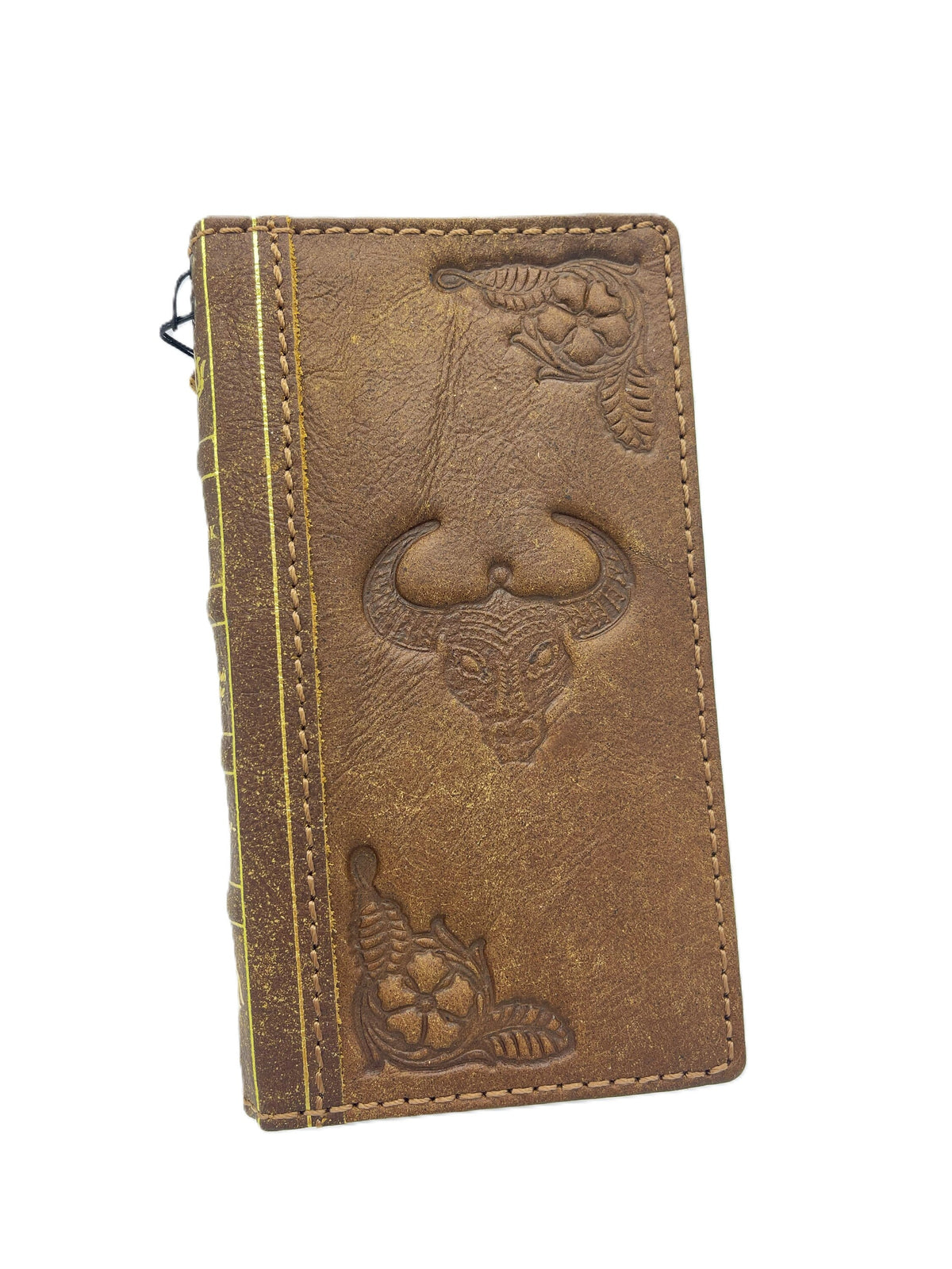 Vintage Leather Wallet Case for Galaxy: Bull Design