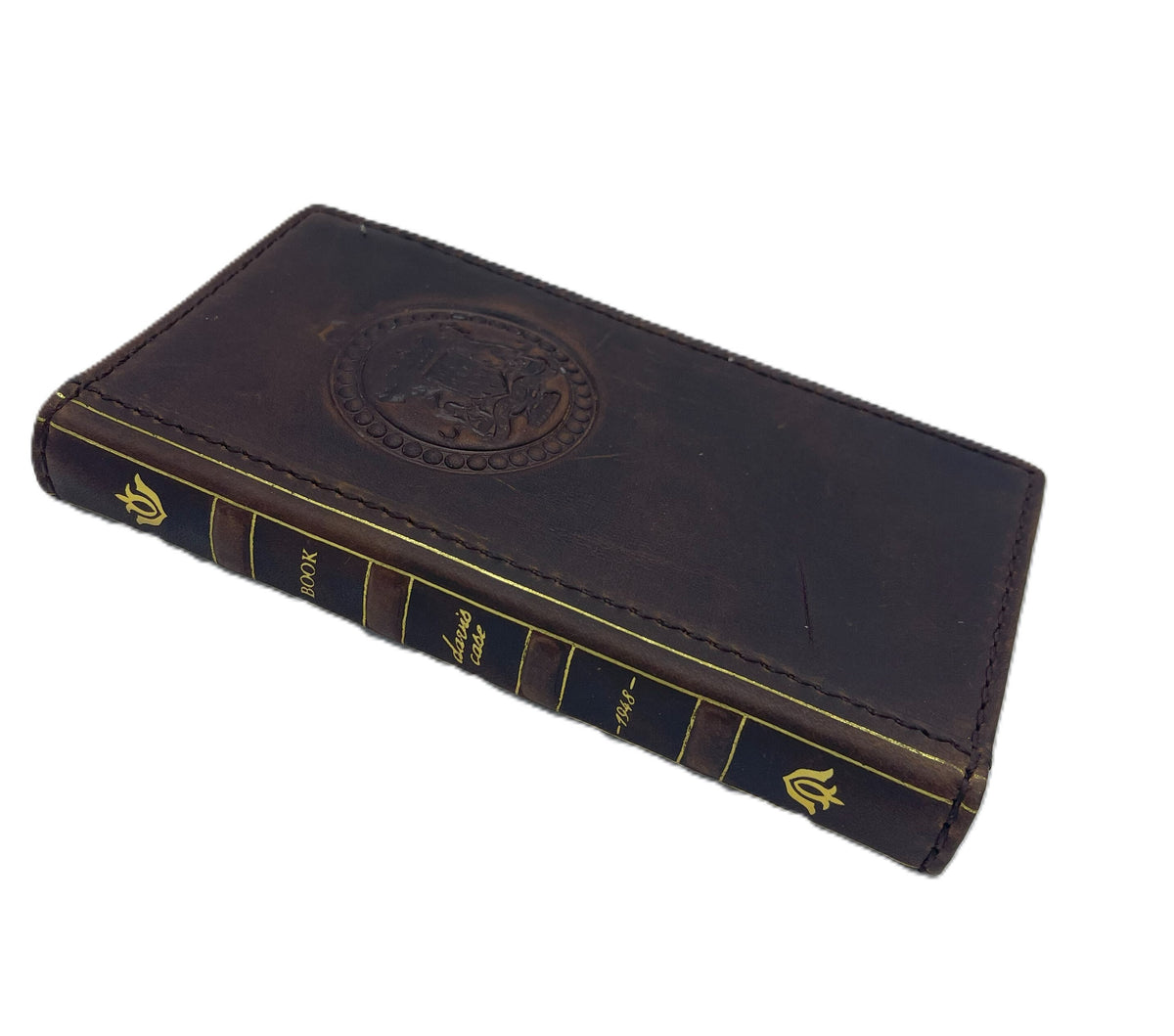 Handmade Leather iPhone Wallet Case: Vintage Cross Art