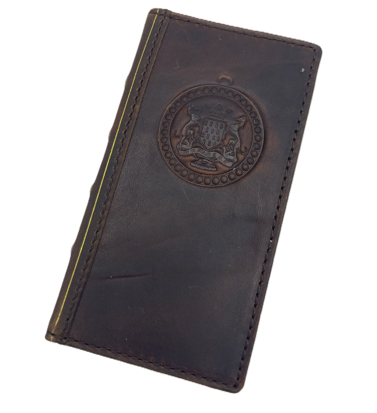 Handmade Leather iPhone Wallet Case: Vintage Cross Art