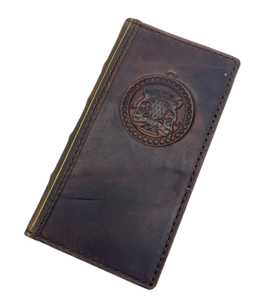 Handmade Leather iPhone Wallet Case: Vintage Cross Art