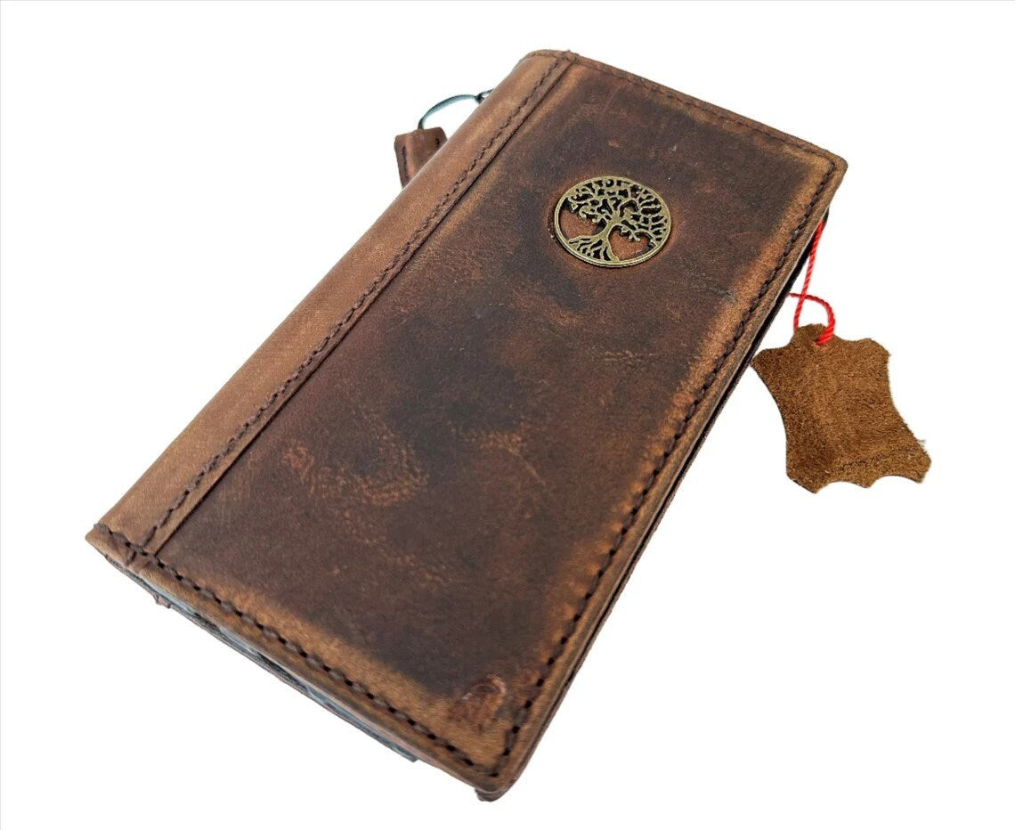 Tree Of Life Leather iPhone Wallet Case: Vintage Book Style Cover