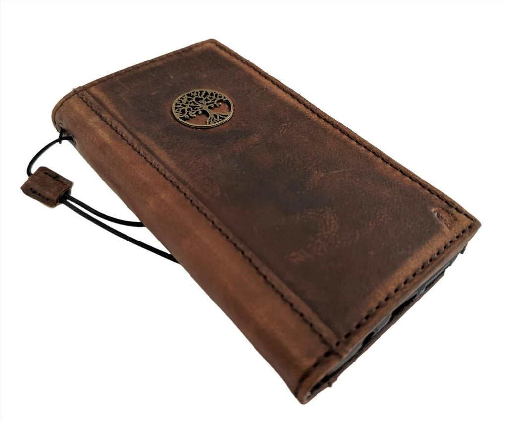 Genuine Leather fo OnePlus 15 14 13 s 12 12R Case Wallet Handmade Wireless Luxury oiled Diy Tree
