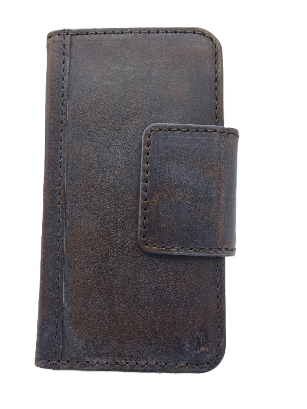 Handmade Vintage Leather iPhone Case: Book Style, Gray Blue