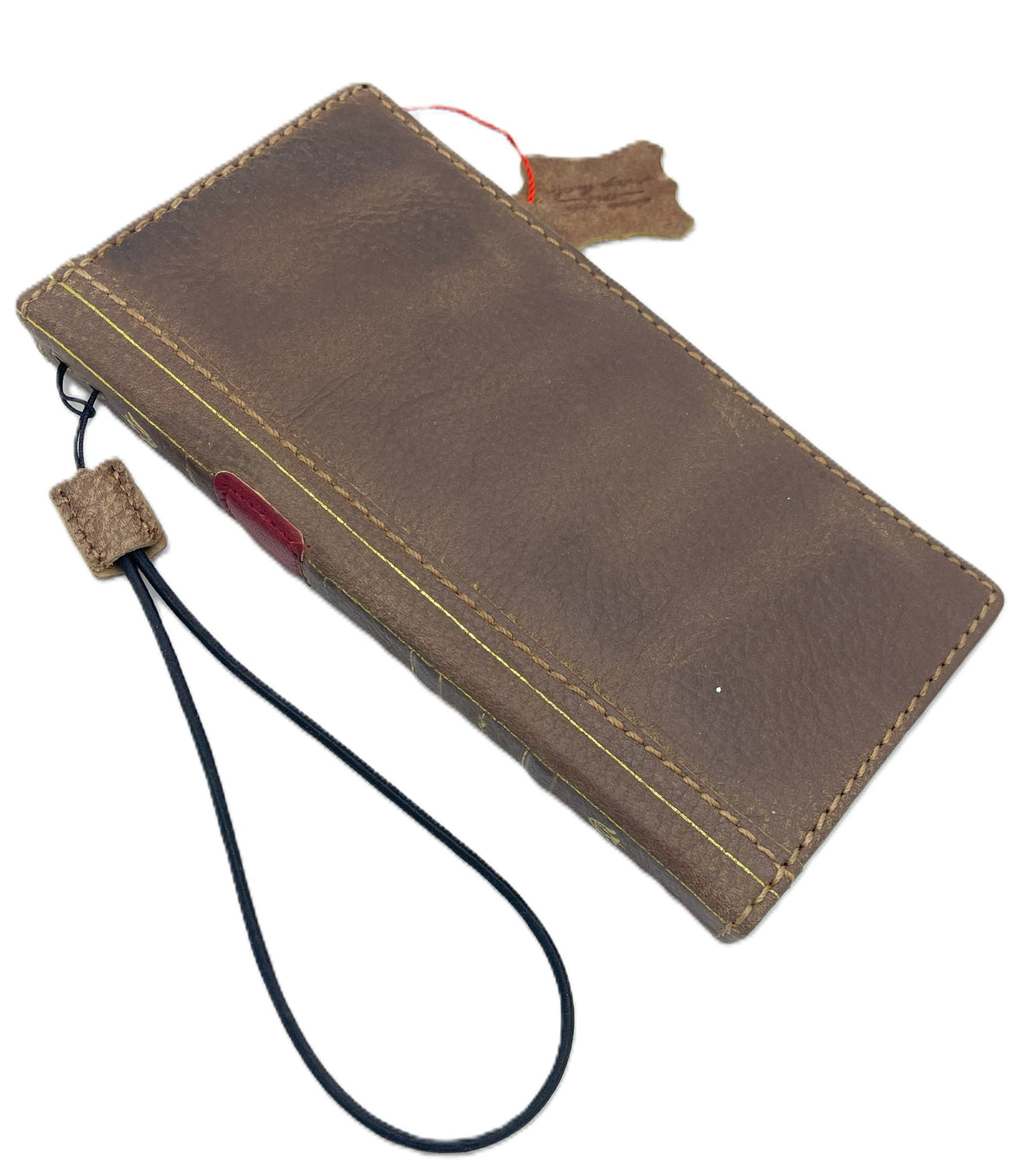Handmade Leather Wallet Case: Sanded Book Style, Card Slots