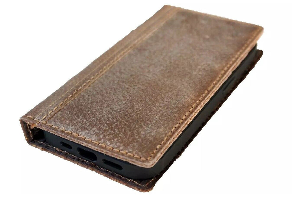 Handmade Leather Book Wallet Case for Google Pixel