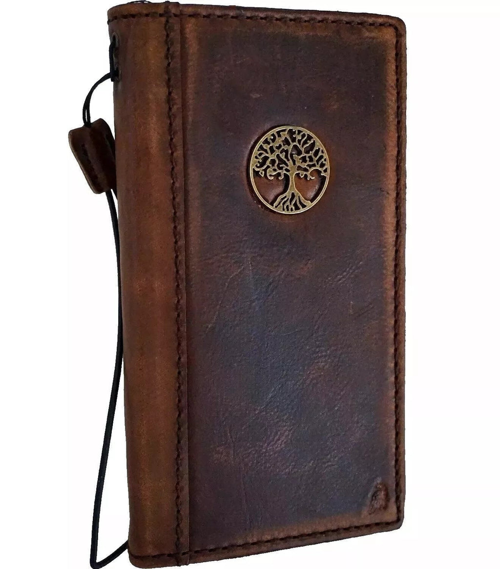 Genuine Leather fo OnePlus 15 14 13 s 12 12R Case Wallet Handmade Wireless Luxury oiled Diy Tree