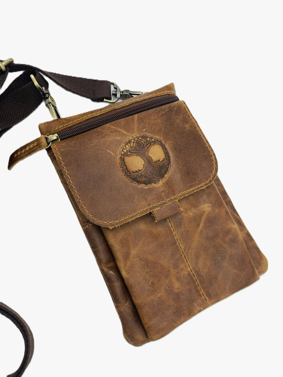 Handmade Leather Crossbody Bag: Vintage Phone Satchel