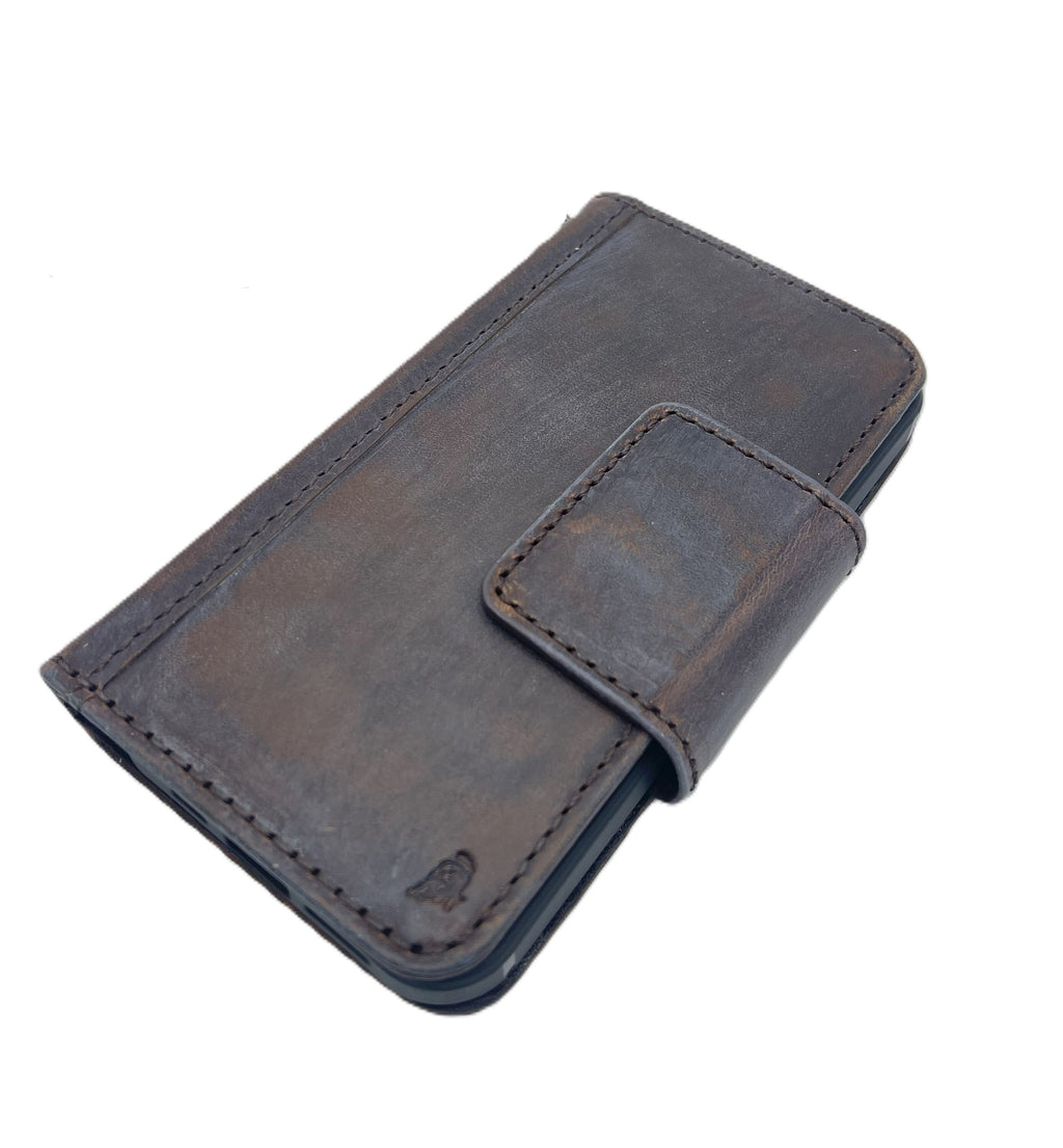 Genuine Leather Wallet Case for Google Pixel: Vintage Polish Design