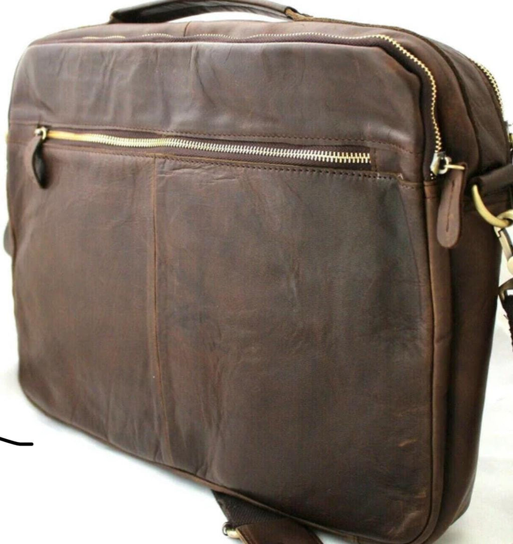 Genuine handmade leather shoulder bag Busniess Man Laptop Brown Classics Luxury Design Davidov Art