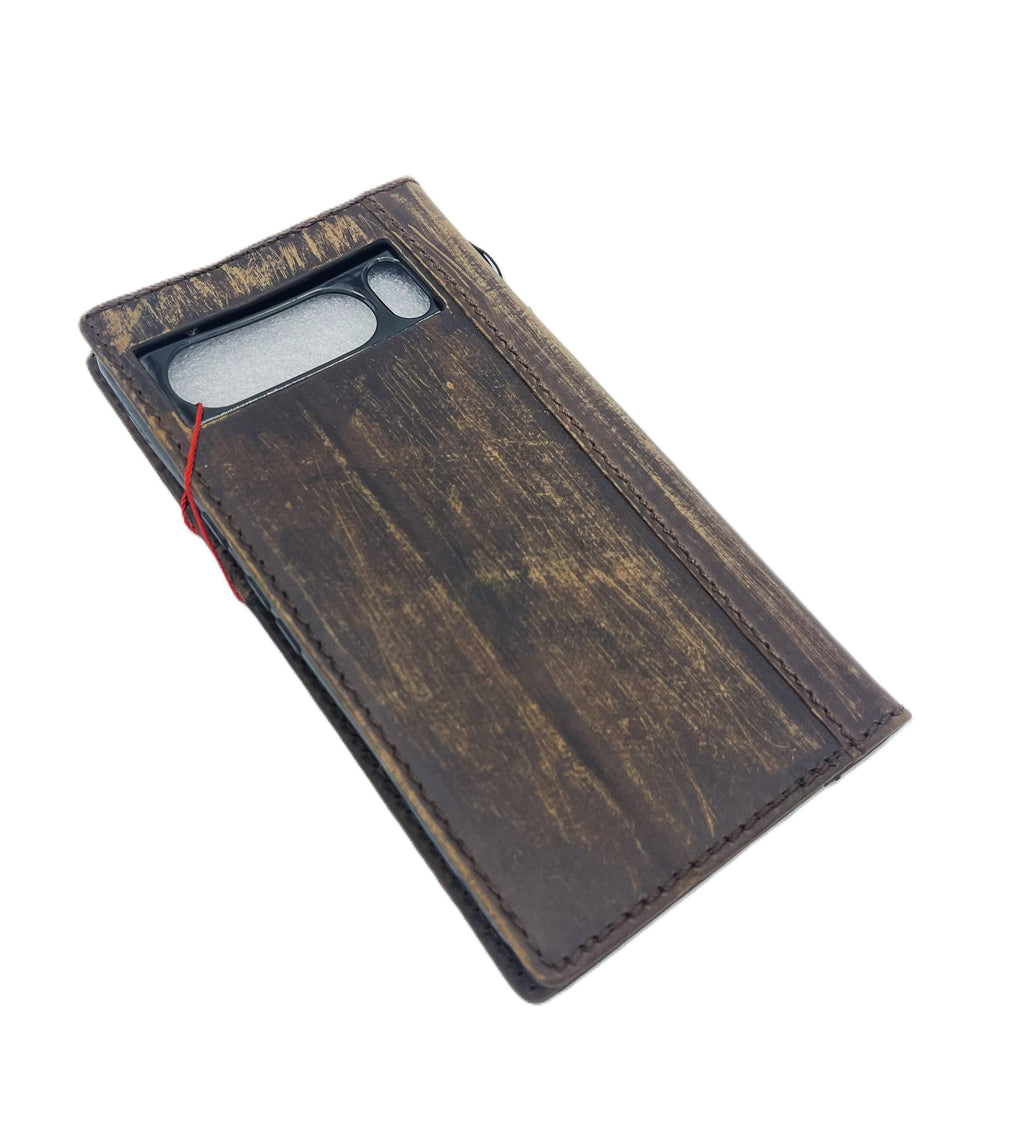Vintage Leather Google Pixel Wallet Case: Tree of Life Design
