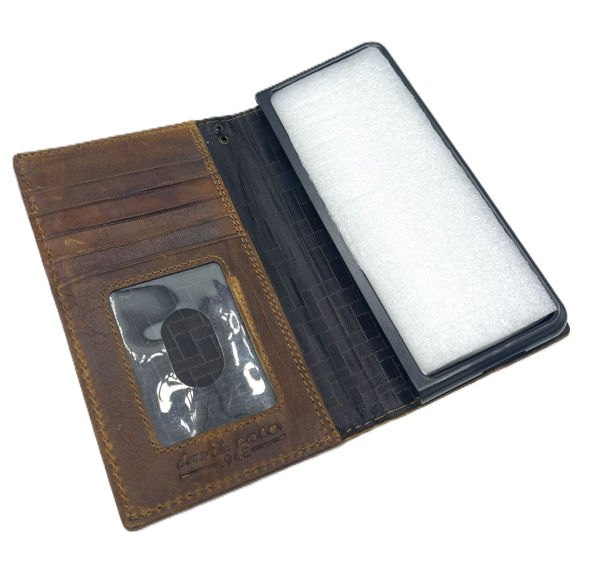 Handmade Leather Galaxy Z Fold Wallet Case: Art Cross Design