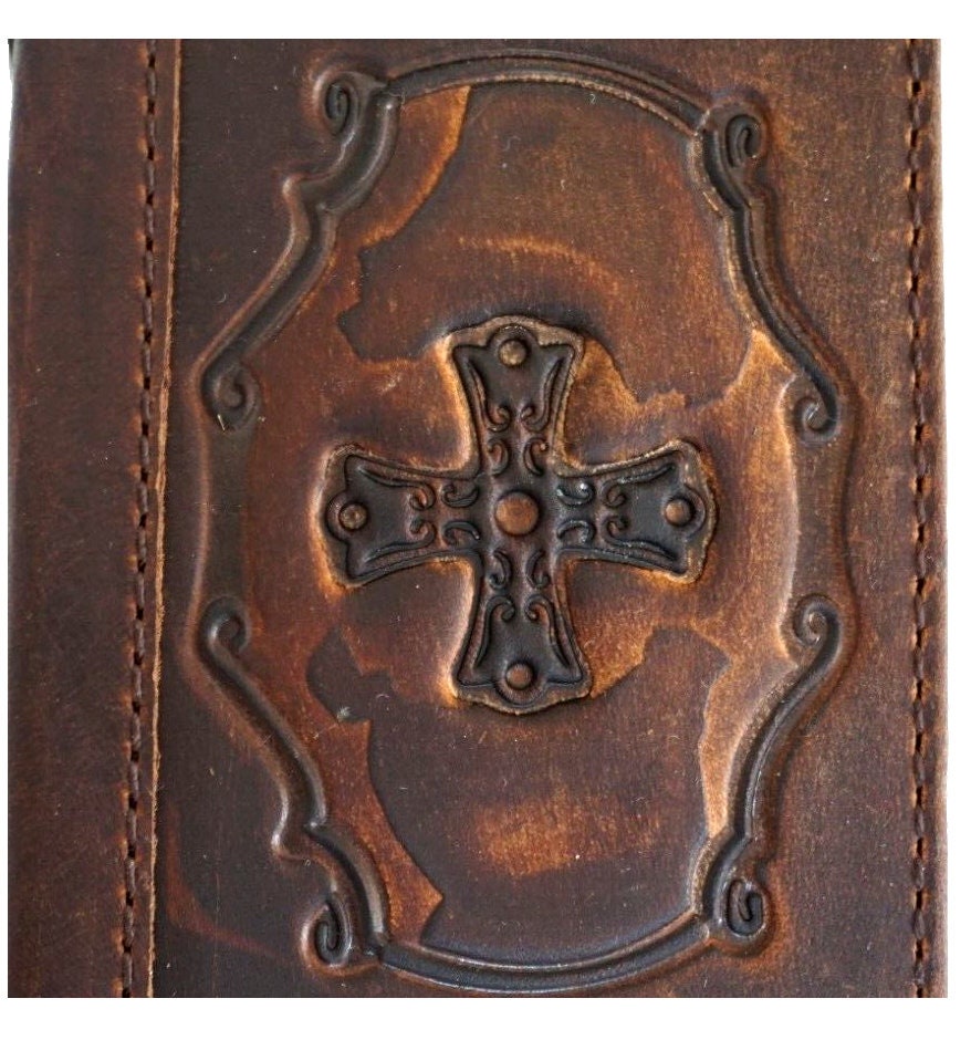 Handmade Leather Galaxy Z Fold Wallet Case: Art Cross Design