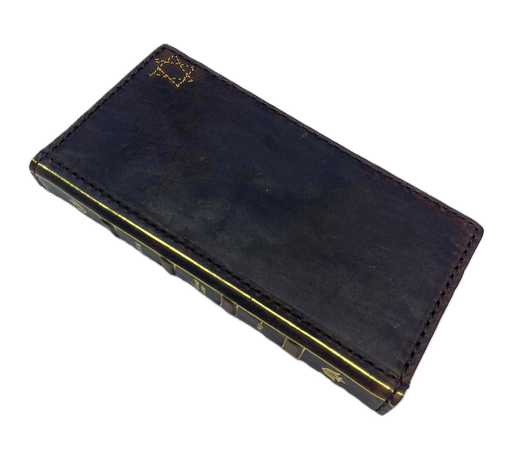 Handmade Leather Galaxy Z Fold Wallet Case: Star Of David Design