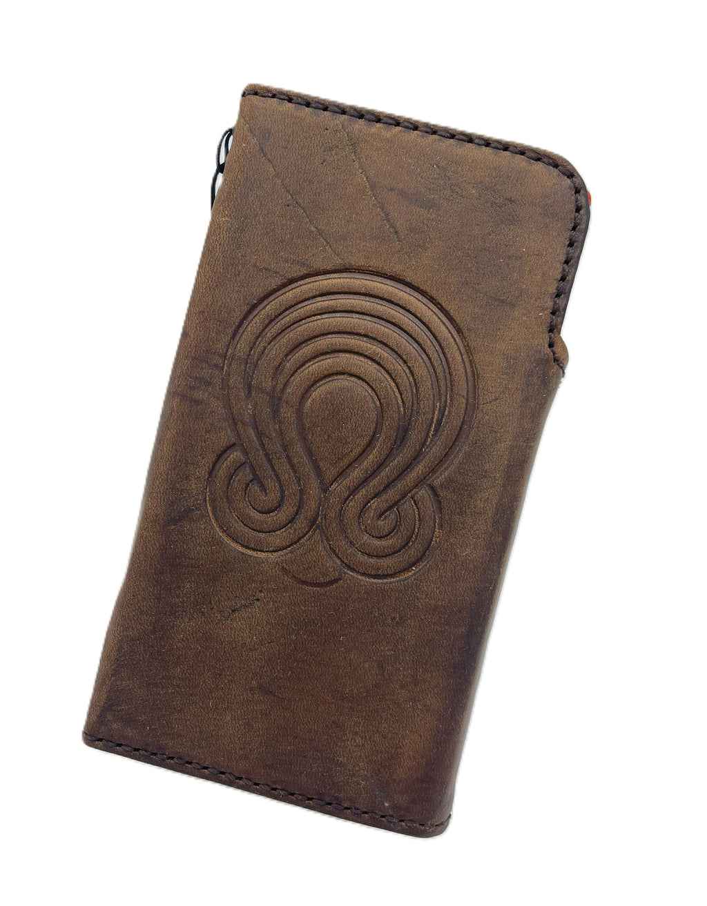 Genuine Leather iPhone Wallet Case: Horse Stamping, Vintage Book Style