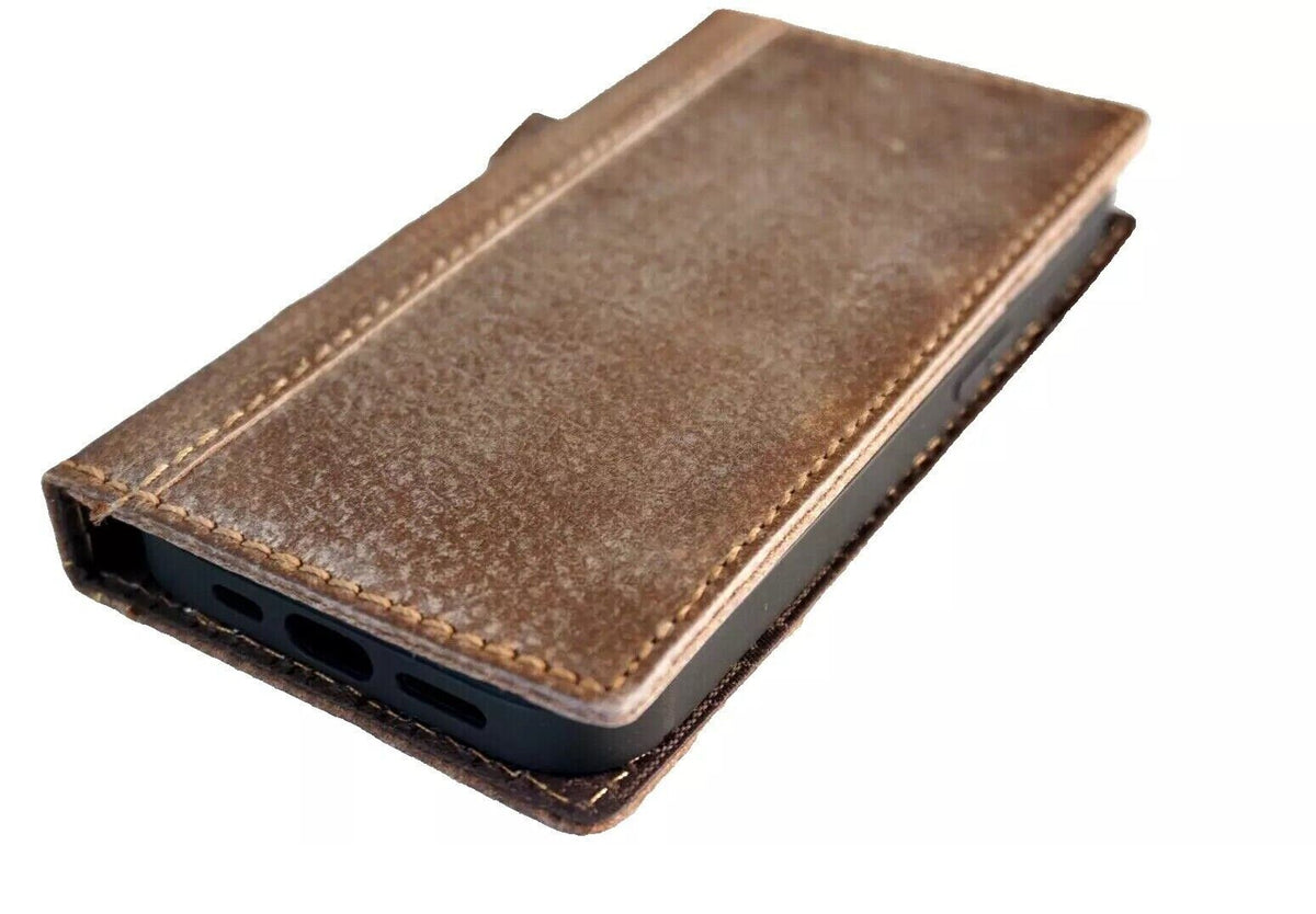 Handmade Leather Wallet Case for Galaxy Z Fold 2/3/4/5/6/7 - Book Style Cover