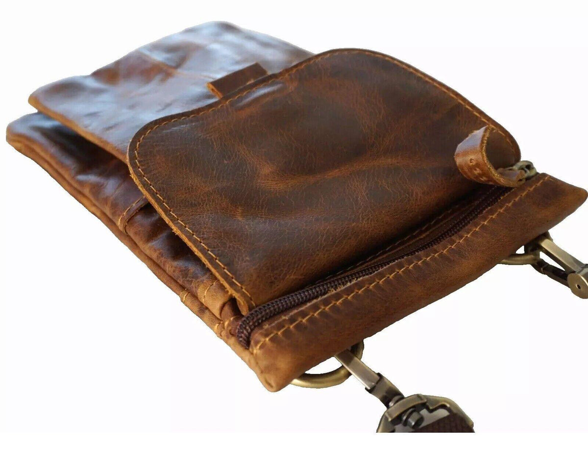 Handmade Leather Crossbody Bag: Vintage Shoulder Phone Case