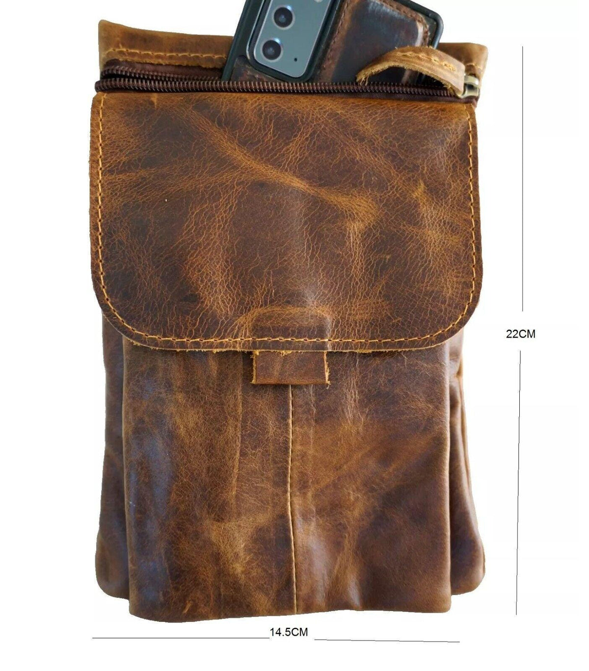 Handmade Leather Crossbody Bag: Vintage Shoulder Phone Case