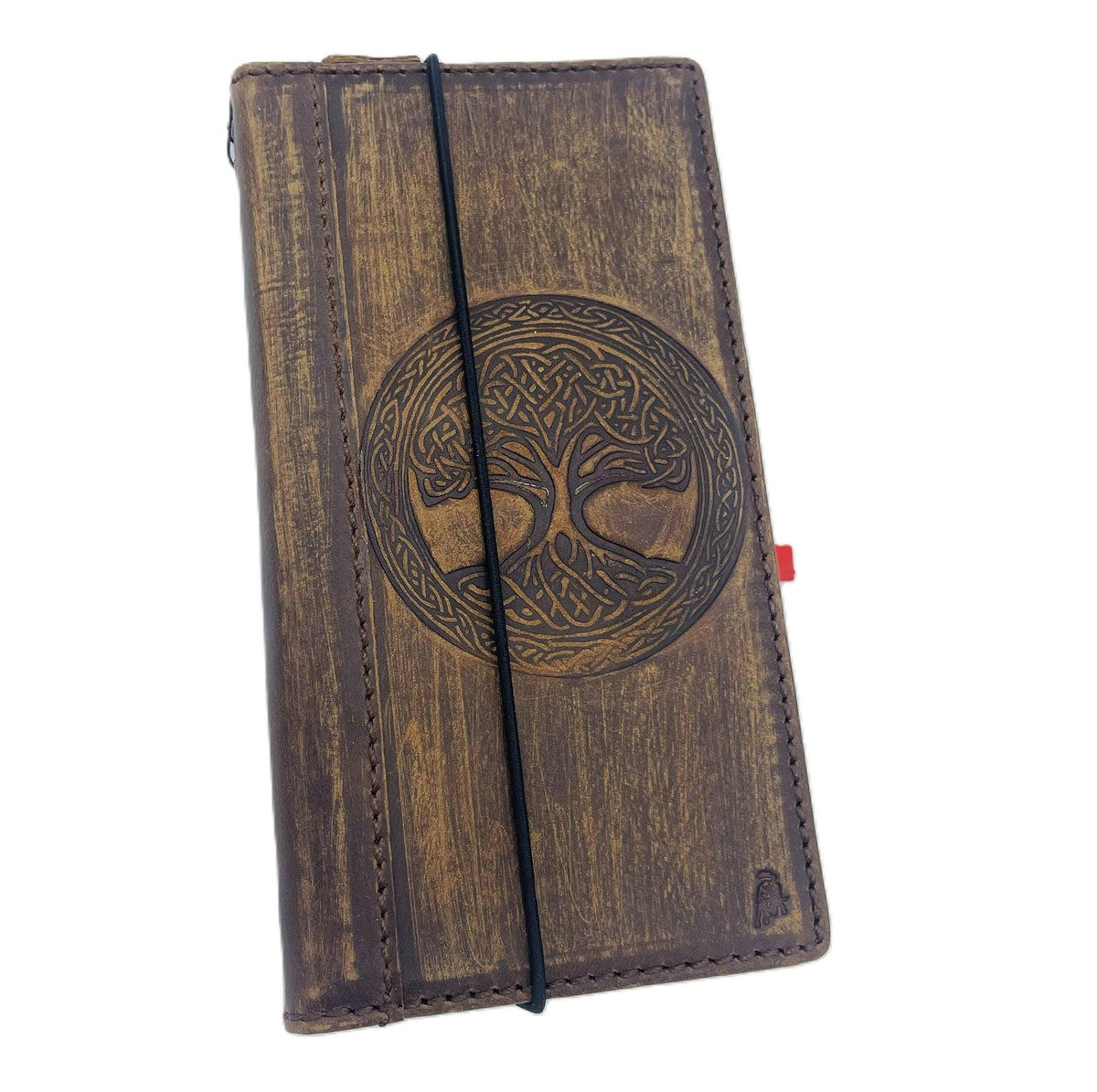 Vintage Leather Google Pixel Wallet Case: Tree of Life Design
