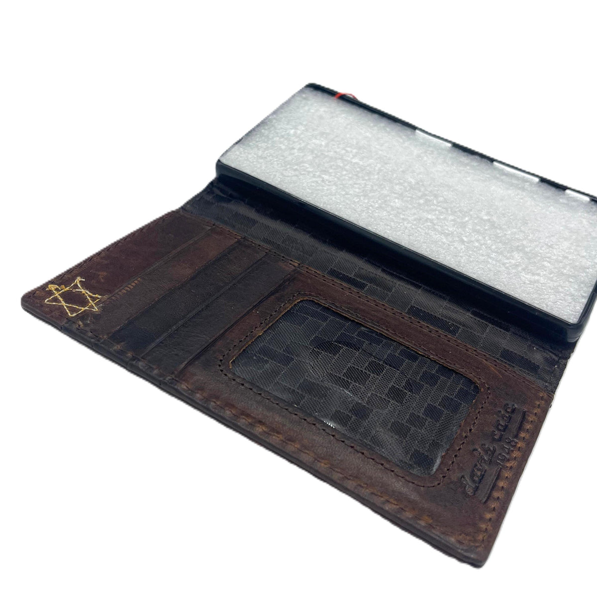 Handmade Leather iPhone Wallet Case: Star Of David Book Design